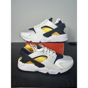 Nike Air Huarache Michigan White Navy Blue Yellow Black DD1068-107 Men's 8.5 New